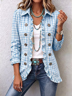 Brona | Giacca Button-Down a Righe con Volant