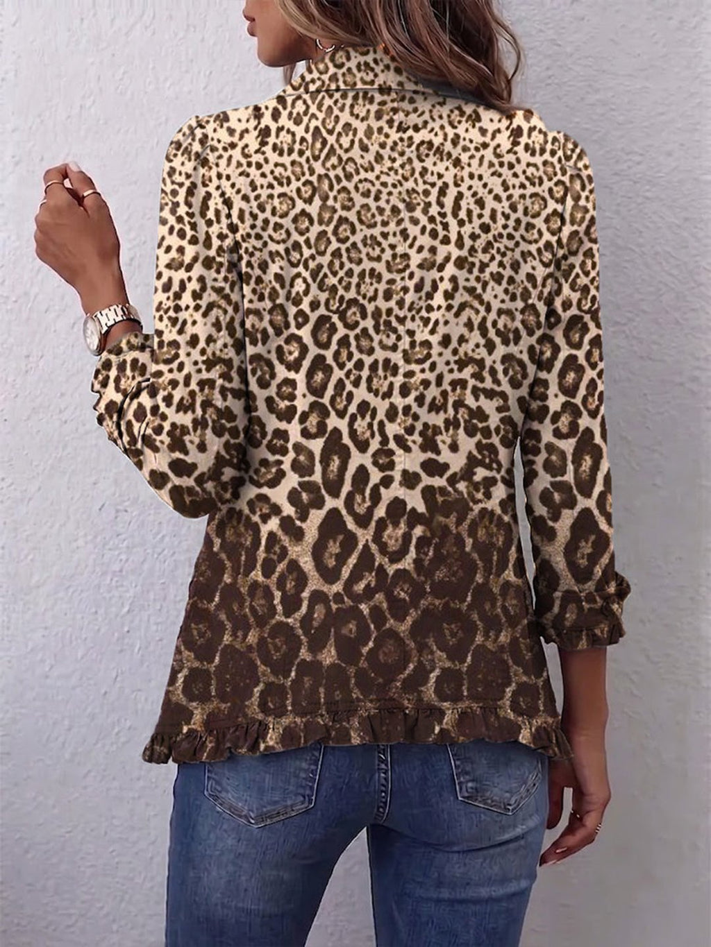 Bridie | Giacca Ruffle a Stampa Leopardo