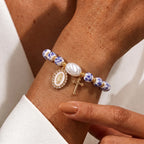 Bracciale in Ceramica con Medaglia e Croce