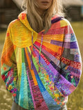 Sara | Felpa patchwork multicolore con cappuccio
