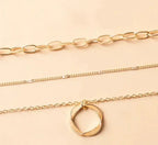 Collana vintage in oro con catena a strati e ciondolo